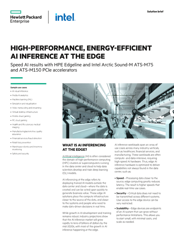 High-performance, energy-efficient AI inference at the Edge solution brief thumbnail