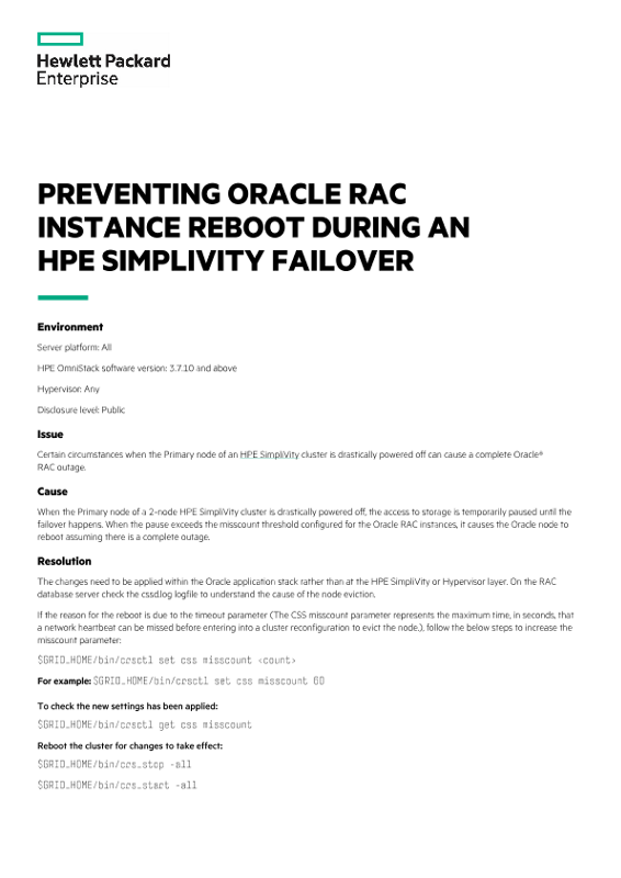 Preventing Oracle RAC instance reboot during an HPE SimpliVity failover news article thumbnail