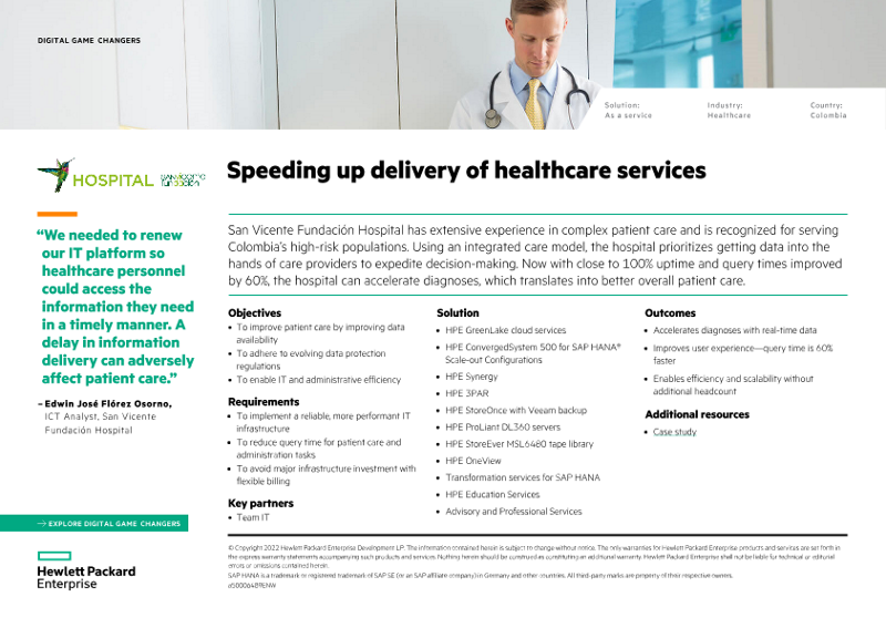 Speeding up delivery of healthcare services – San Vicente Fundación Hospital digital game changers one-page overview thumbnail