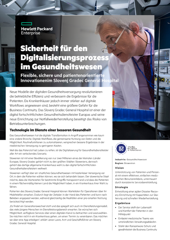 Sicherheit für den Digitalisierungsprozess im Gesundheitswesen – Slovenj Gradec General Hospital thumbnail