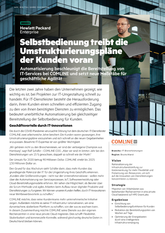 Selbstbedienung treibt die Umstrukturierungspläne der Kunden voran – COMLINE case study thumbnail