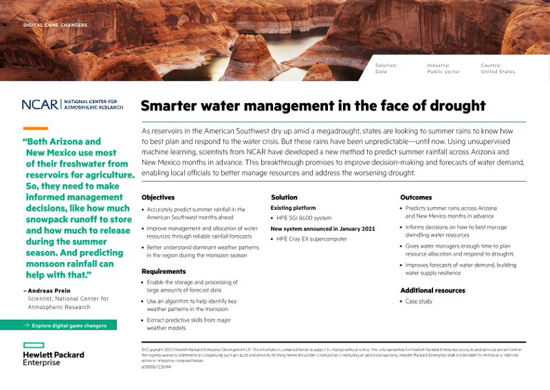 Smarter water management in the face of drought – National Center for Atmospheric Research digital game changers one-page overview thumbnail