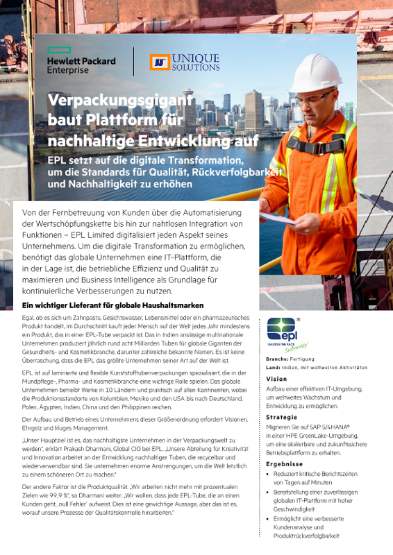 Verpackungsgigant baut Plattform für nachhaltige Entwicklung auf – EPL Limited thumbnail