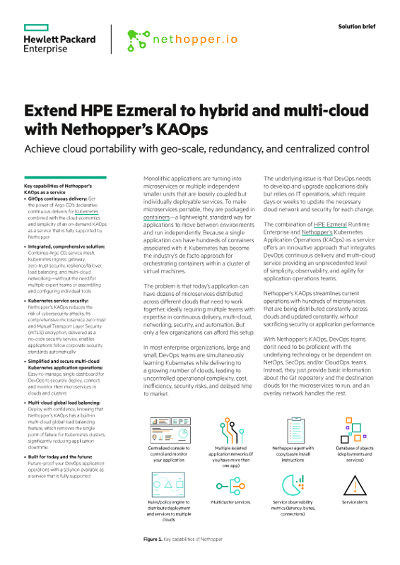 Extend HPE Ezmeral to hybrid and multi-cloud with Nethopper’s KAOps thumbnail