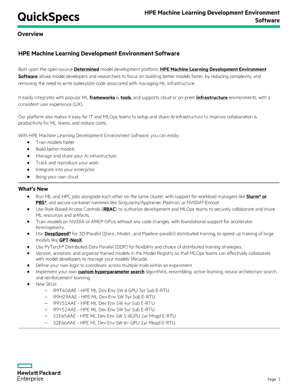 HPE Machine Learning Development Environment Software thumbnail