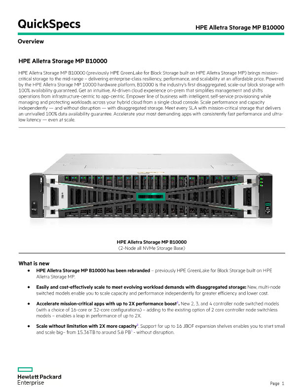 HPE GreenLake For Block Storage MP