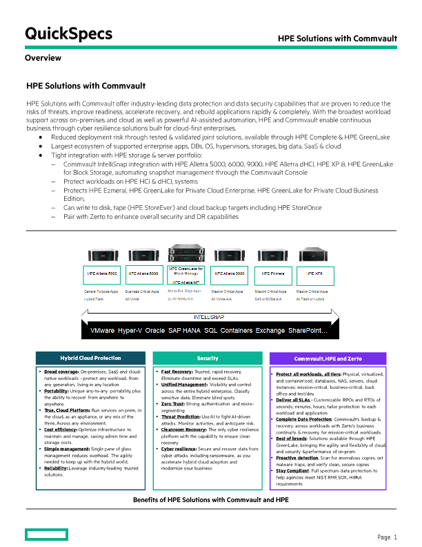 HPE Solutions with Commvault QuickSpecs thumbnail