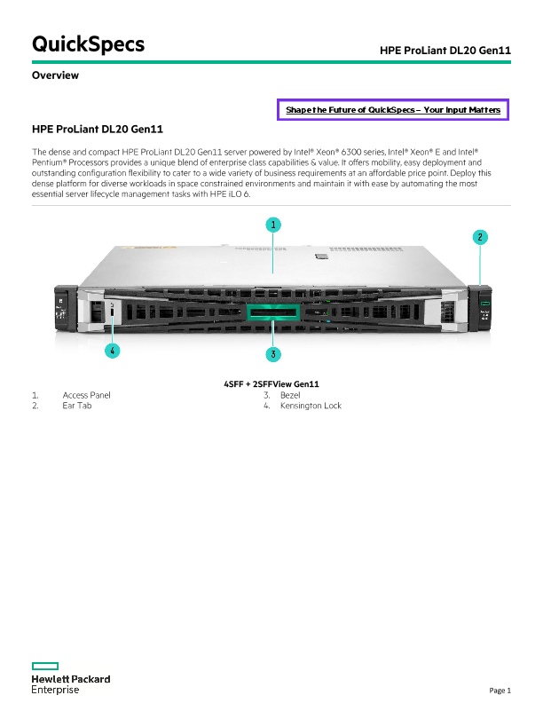 HPE ProLiant DL20 Gen11 thumbnail