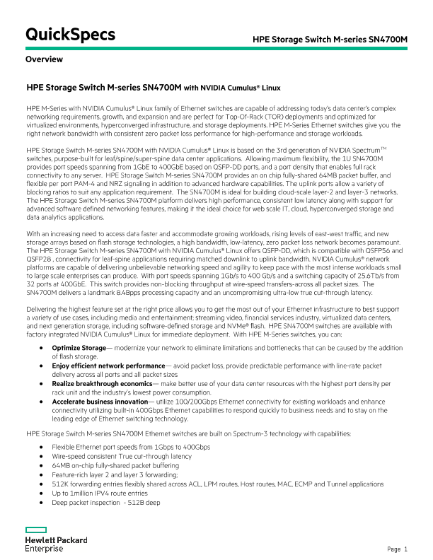 HPE Storage Switch M-series SN4700M thumbnail
