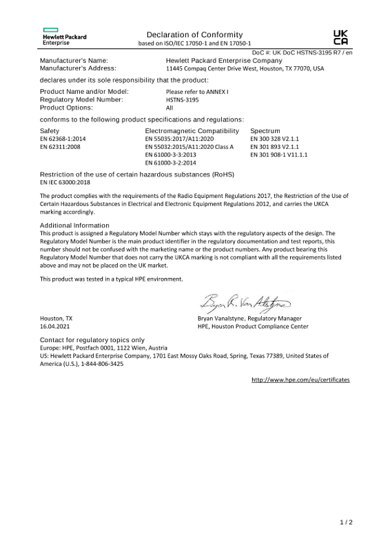 HPE Edgeline EL1000 1G Pass Thru System #UKDoC HSTNS-3195