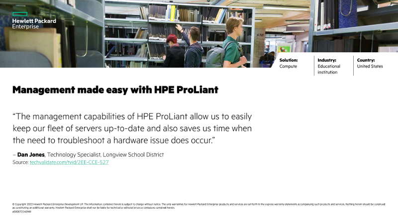 Management made easy with HPE ProLiant – Longview School District success slide thumbnail