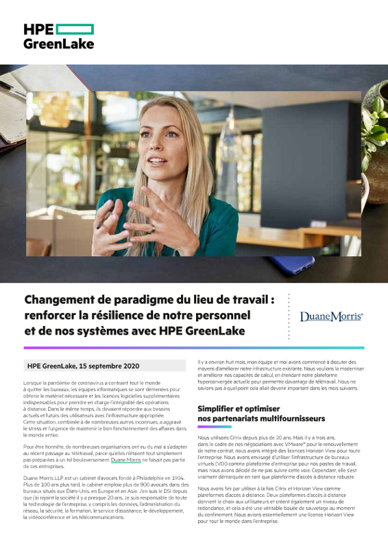 Changement de paradigme du lieu de travail : renforcer la résilience de notre personnel et de nos systèmes avec HPE GreenLake thumbnail