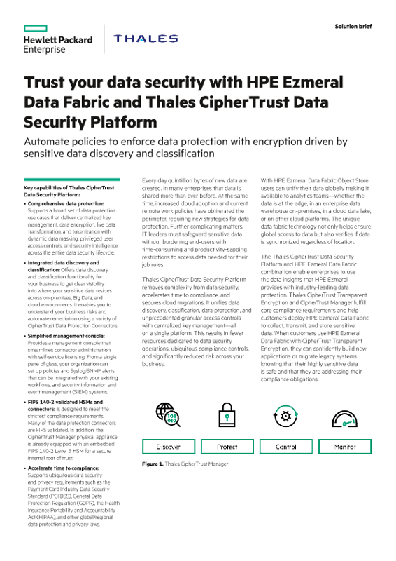 Trust your data security with HPE Ezmeral Data Fabric and Thales CipherTrust Data Security Platform thumbnail