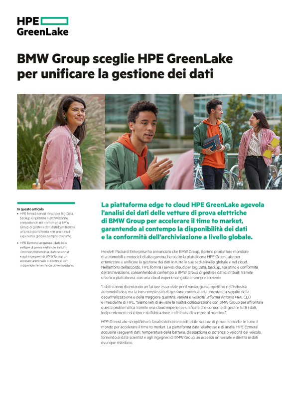 BMW Group sceglie HPE GreenLake per unificare la gestione dei dati thumbnail
