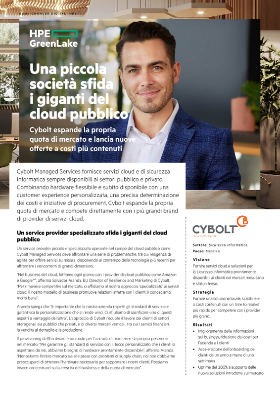 Una piccola società sfida i giganti del cloud pubblico – Cybolt thumbnail