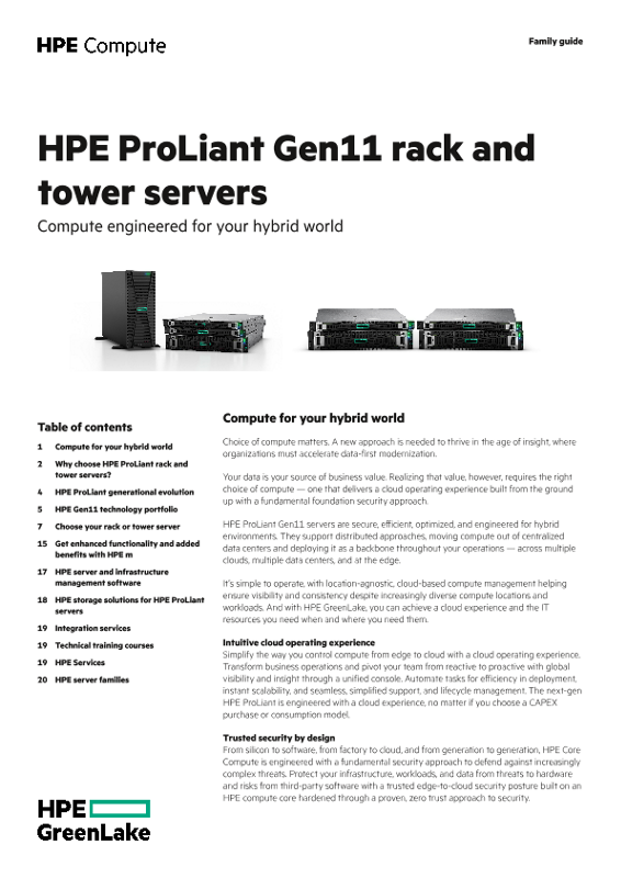 HPE ProLiant Gen11 rack and tower servers thumbnail