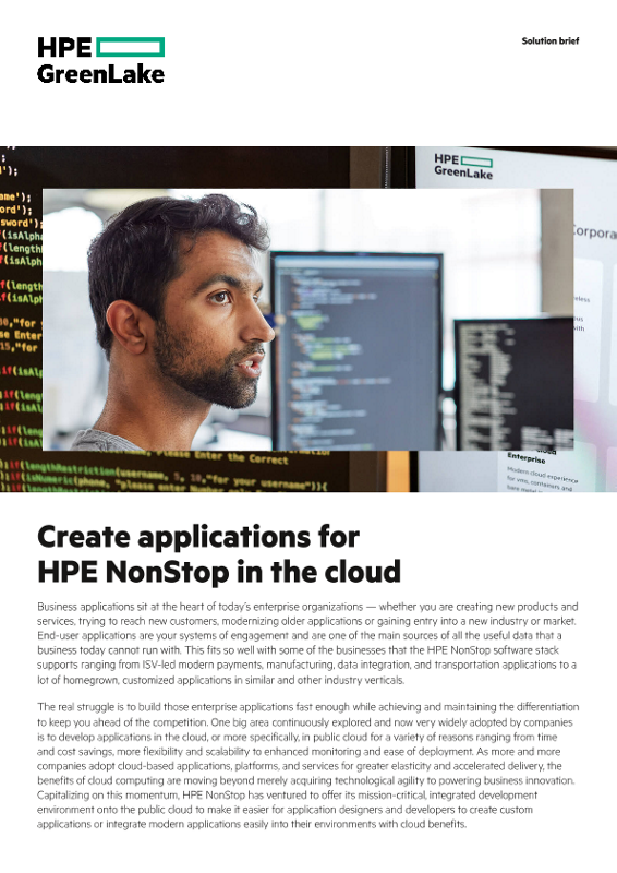 Create applications for HPE NonStop in the cloud thumbnail