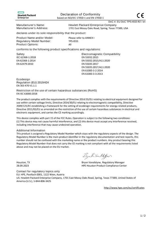 HPE ProLiant DL320/DX320 Gen11 #EUDoC TPS-I033 thumbnail