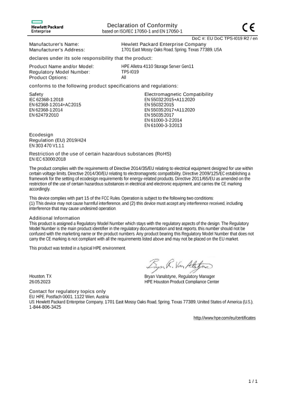 HPE Alletra 4110 Gen11 #EUDoC TPS-I019