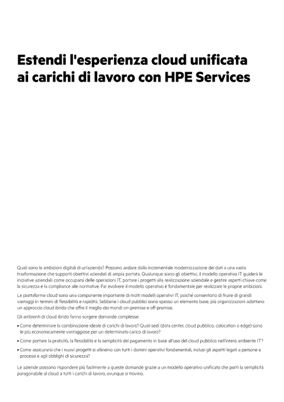 Estendi l'esperienza cloud unificata ai carichi di lavoro con HPE Services thumbnail