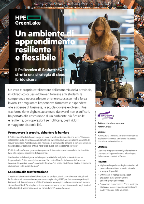 Un ambiente di apprendimento resiliente e flessibile - Politecnico di Saskatchewan - Case Study - (Italian) thumbnail