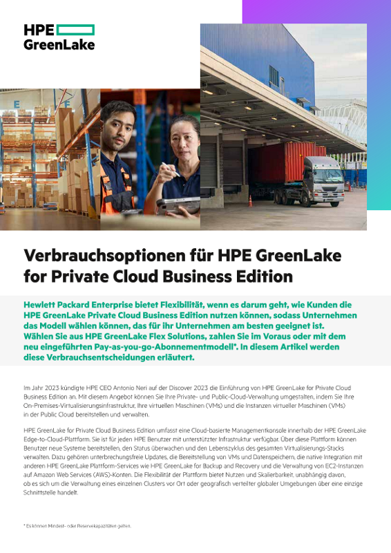 Verbrauchsoptionen für HPE GreenLake for Private Cloud Business Edition thumbnail