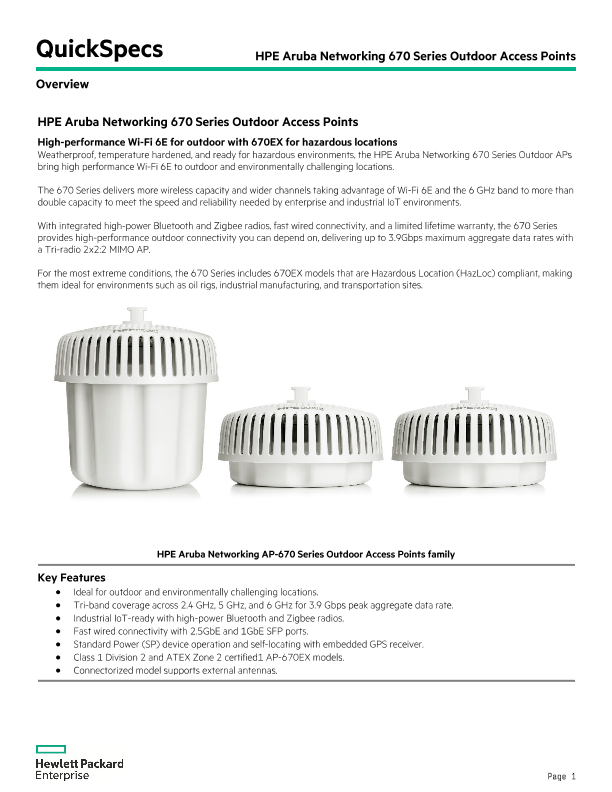 HPE Aruba Networking 670 Series Outdoor Access Points thumbnail