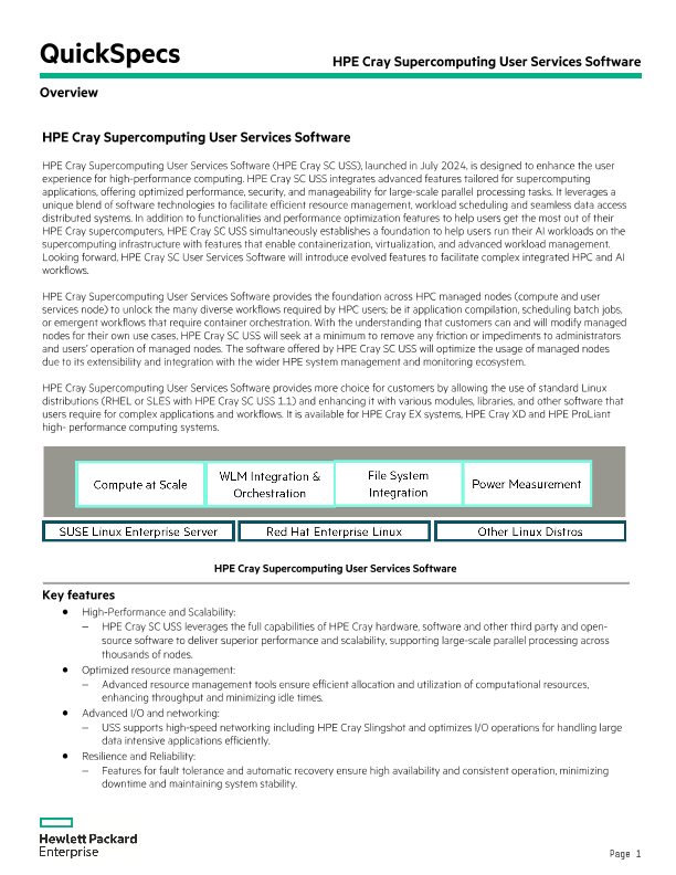 Hpe cray supercomputing user services software