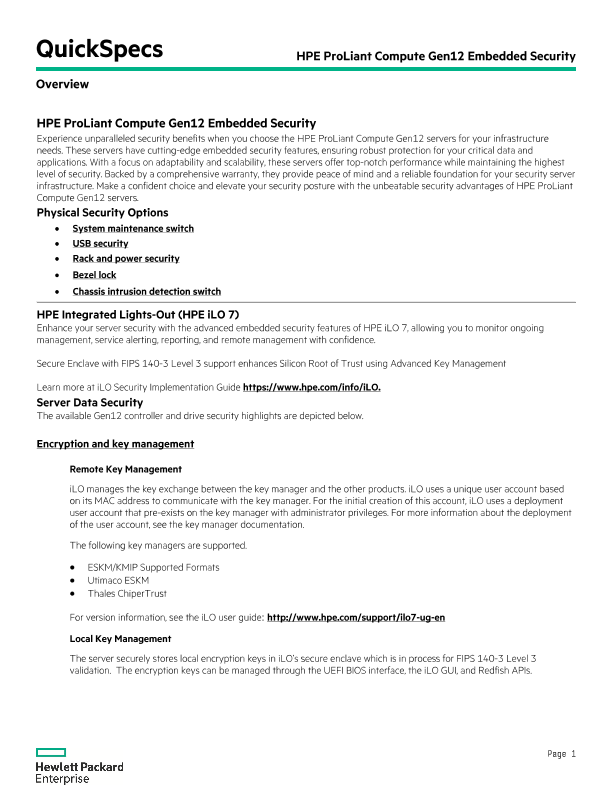 HPE ProLiant Compute Gen12 Embedded Security thumbnail
