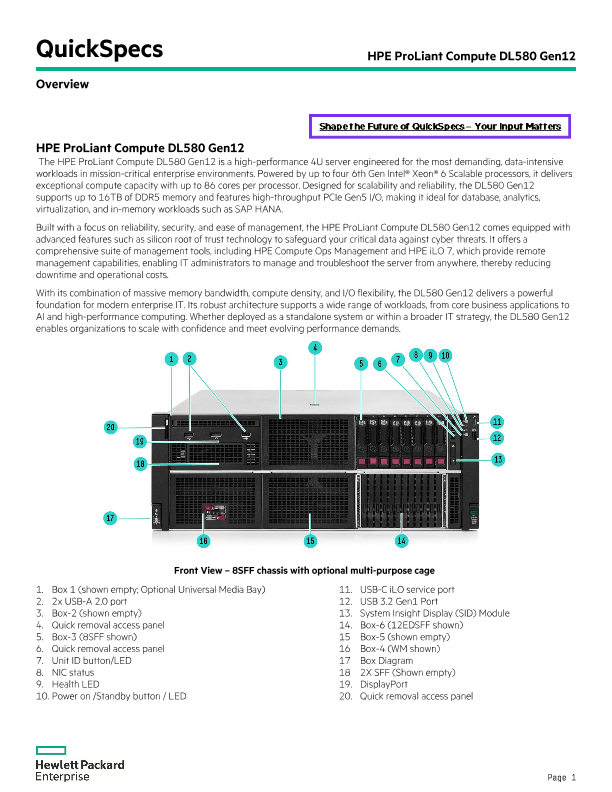 HPE ProLiant Compute DL580 Gen12 thumbnail