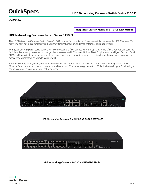 HPE Networking Comware Switch Series 5150 EI thumbnail