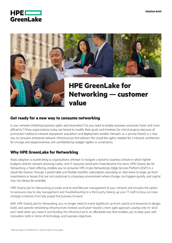 HPE GreenLake for Networking – customer value thumbnail