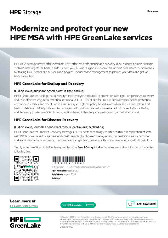 Modernize and protect your new HPE MSA with HPE GreenLake services thumbnail