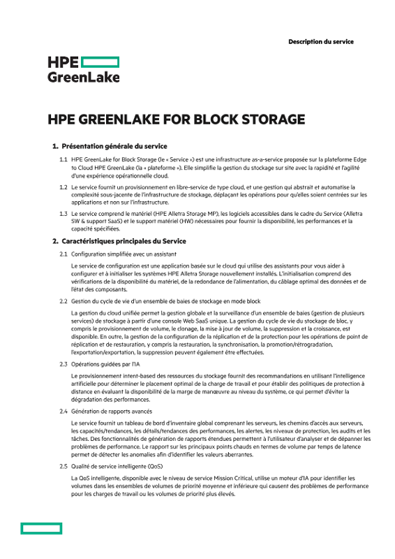 HPE GreenLake for Block Storage