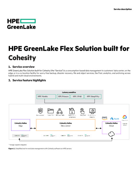 HPE GreenLake Flex Solutions Built For Cohesity