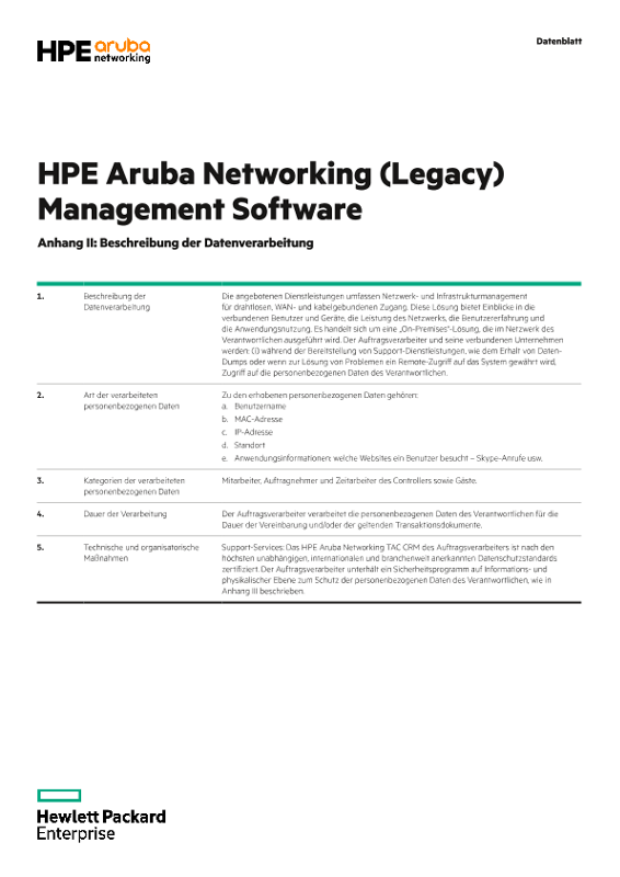 HPE Aruba Networking (Legacy) Management Software Anhang II und III thumbnail
