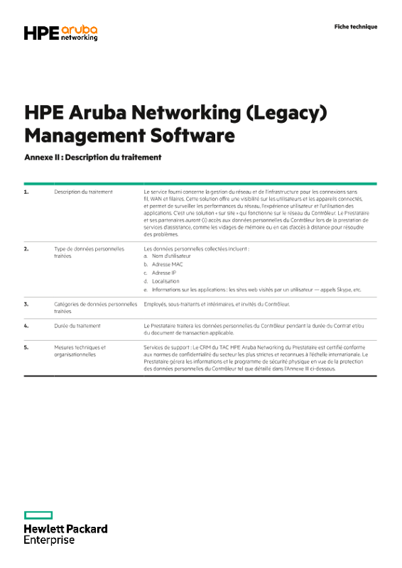 Annexes II et III de HPE Aruba Networking (Legacy) Management Software thumbnail