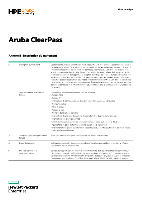 Annexes II et III d’Aruba ClearPass thumbnail