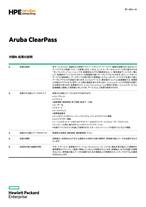 Aruba ClearPass付録IIおよびIII thumbnail