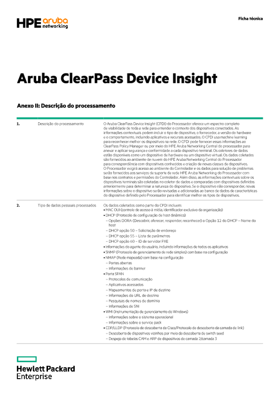 Aruba ClearPass Device Insight Anexos II e III thumbnail
