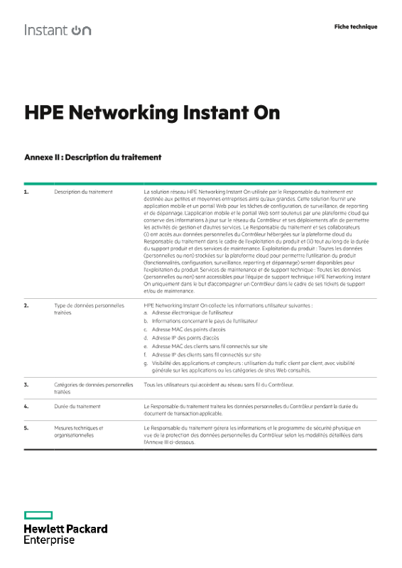 Annexes II et III de HPE Networking Instant On thumbnail