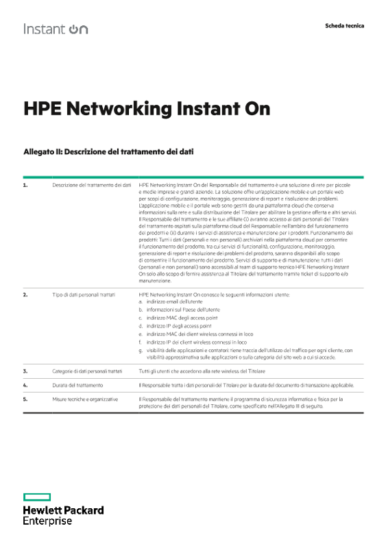 Allegato II e III di HPE Networking Instant On thumbnail