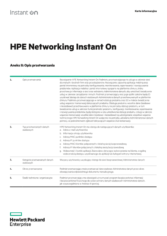 HPE Networking Instant On — Aneks II i III thumbnail
