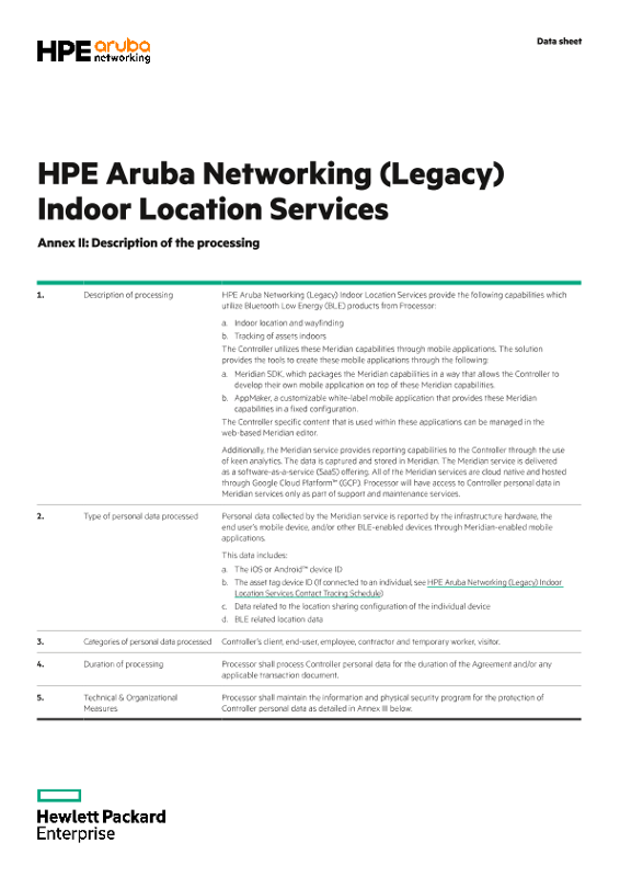 HPE Aruba Networking (Legacy) Indoor Location Services Annex II and III thumbnail