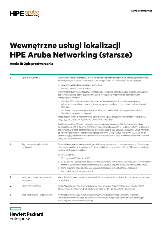 Wewnętrzne usługi lokalizacji HPE Aruba Networking (starsze) – załącznik II i III thumbnail