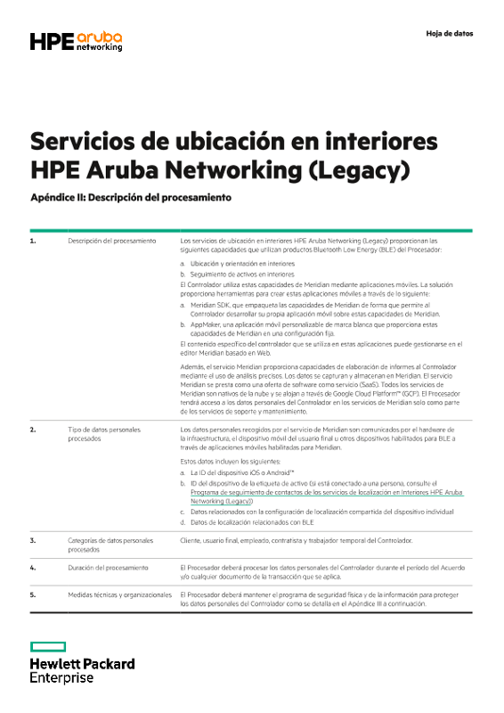 Servicios de ubicación en interiores HPE Aruba Networking (Legacy) Apéndice II y III thumbnail