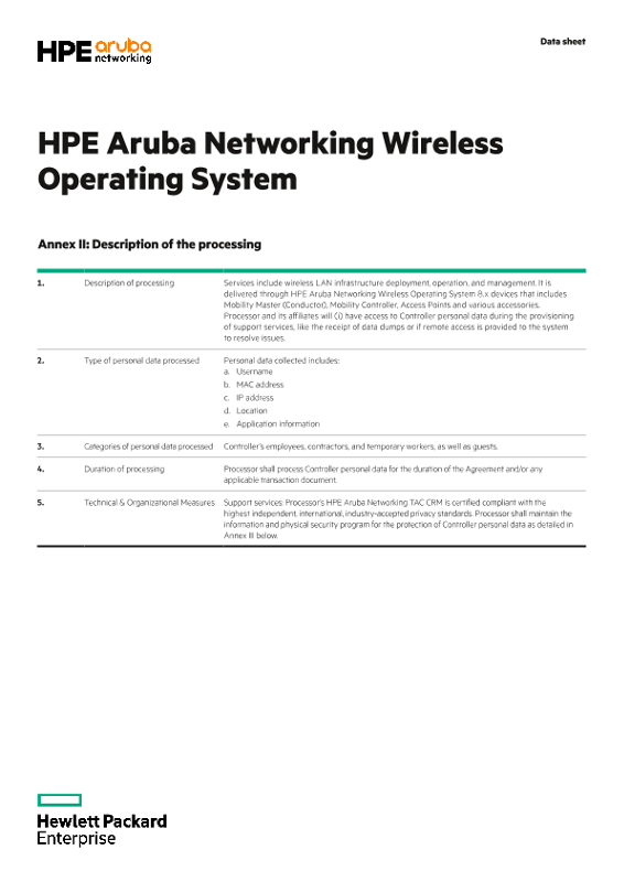 HPE Aruba Networking Wireless Operating System Annex II and III thumbnail