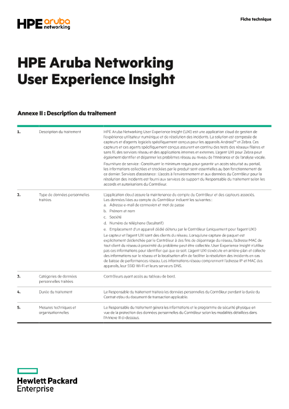 Annexes II et III de HPE Aruba Networking User Experience Insight thumbnail