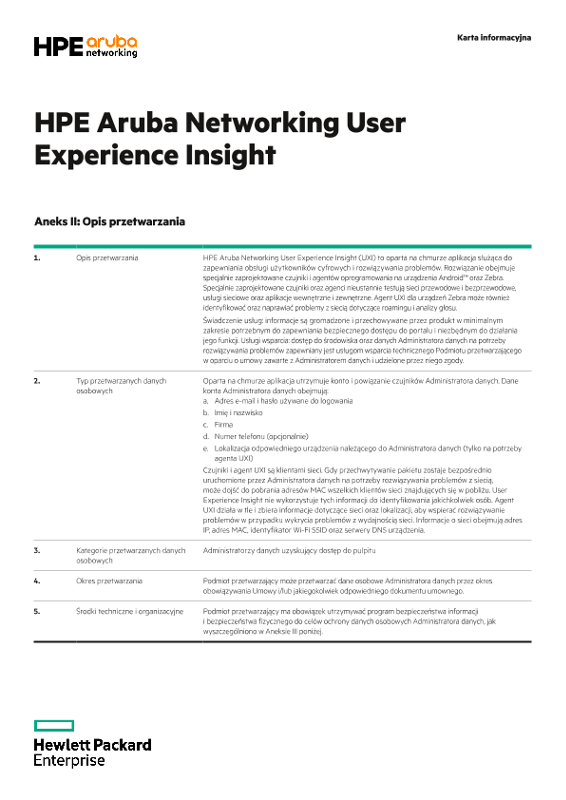 HPE Aruba Networking User Experience Insight - Aneks II i III thumbnail