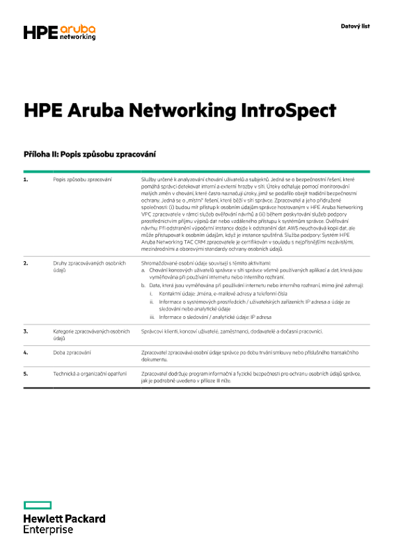HPE Aruba Networking IntroSpect – příloha II a III thumbnail